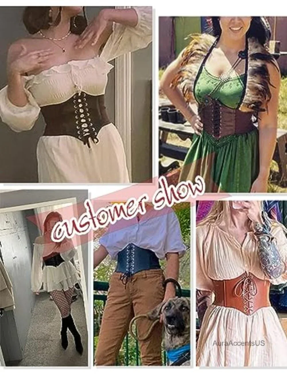 Lace-up Waspie Corset Belt Faux Leather Elastic Waist Cincher